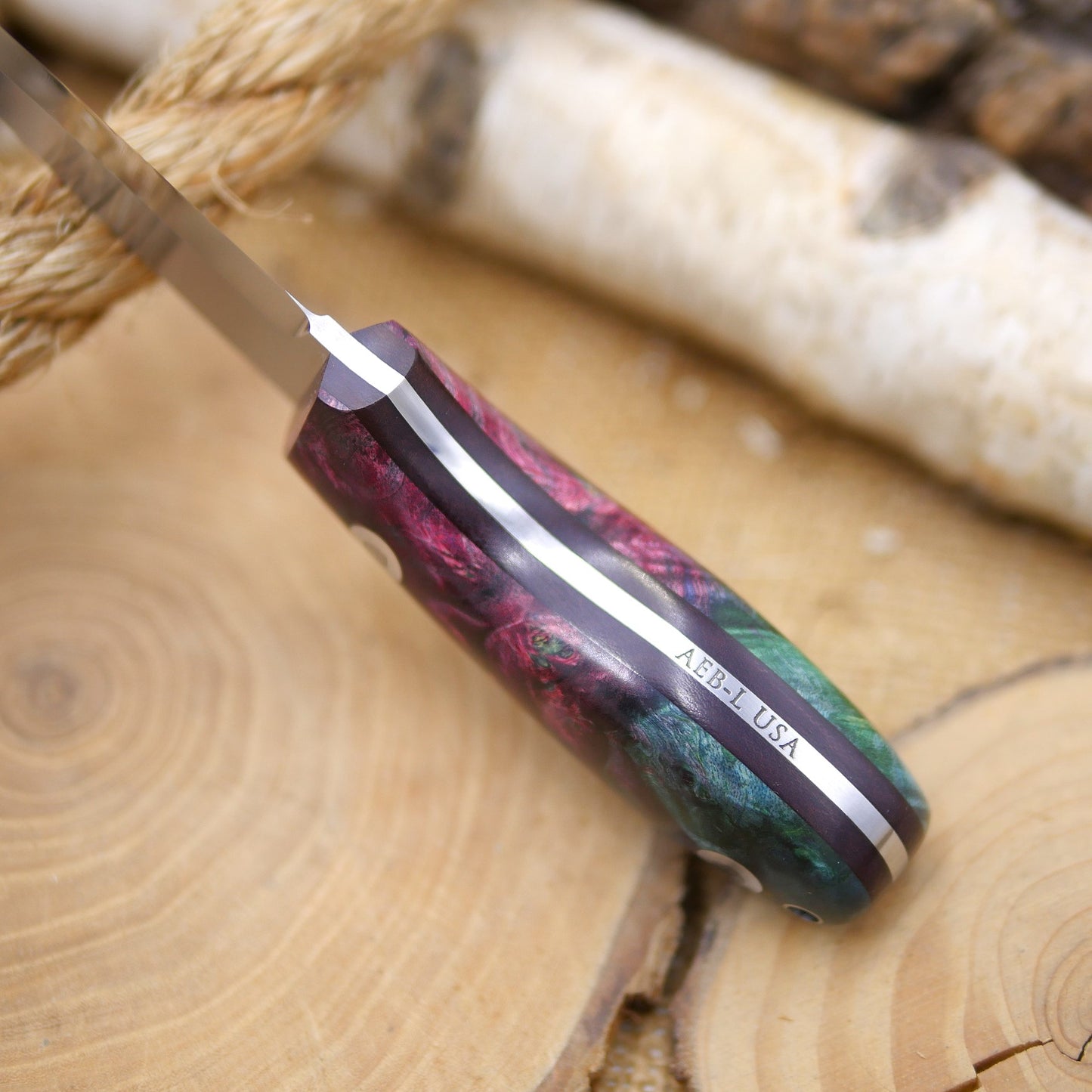 Walker: Maroon, Green & Blue Box Elder Burl
