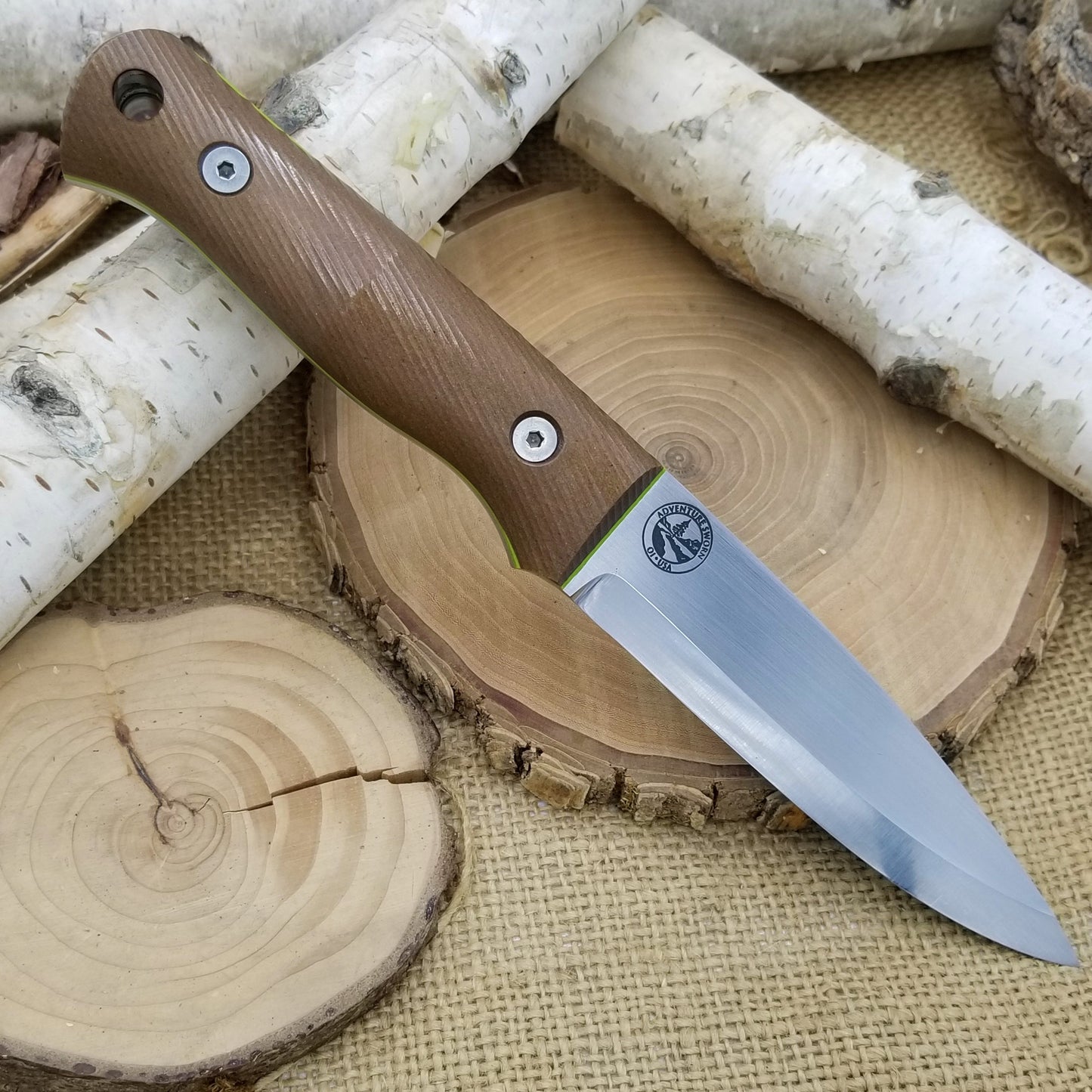 Classic: Brown Richlite over Toxic Green G10 (r-series)