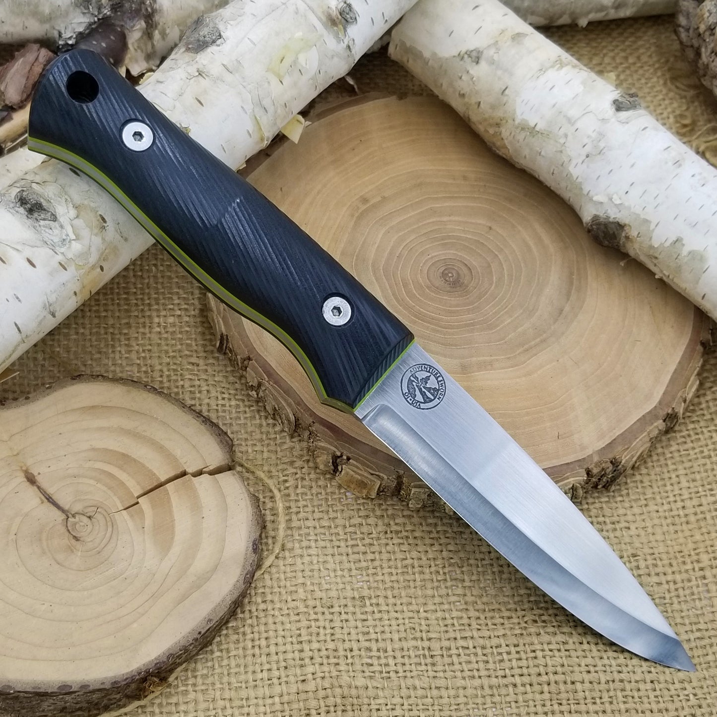Classic: Black Richlite over Toxic Green G10 (r-series)