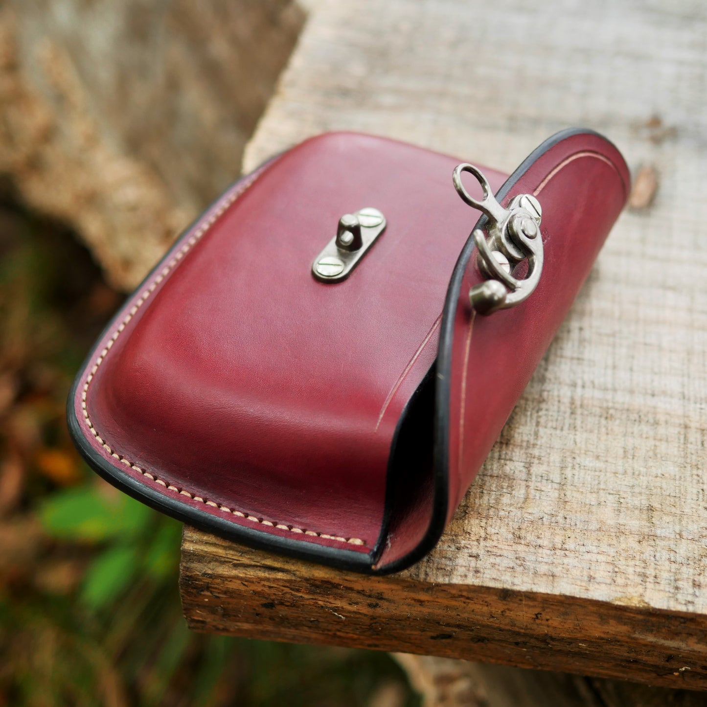 Traveler's Pouch: Burgundy & Nickel Silver