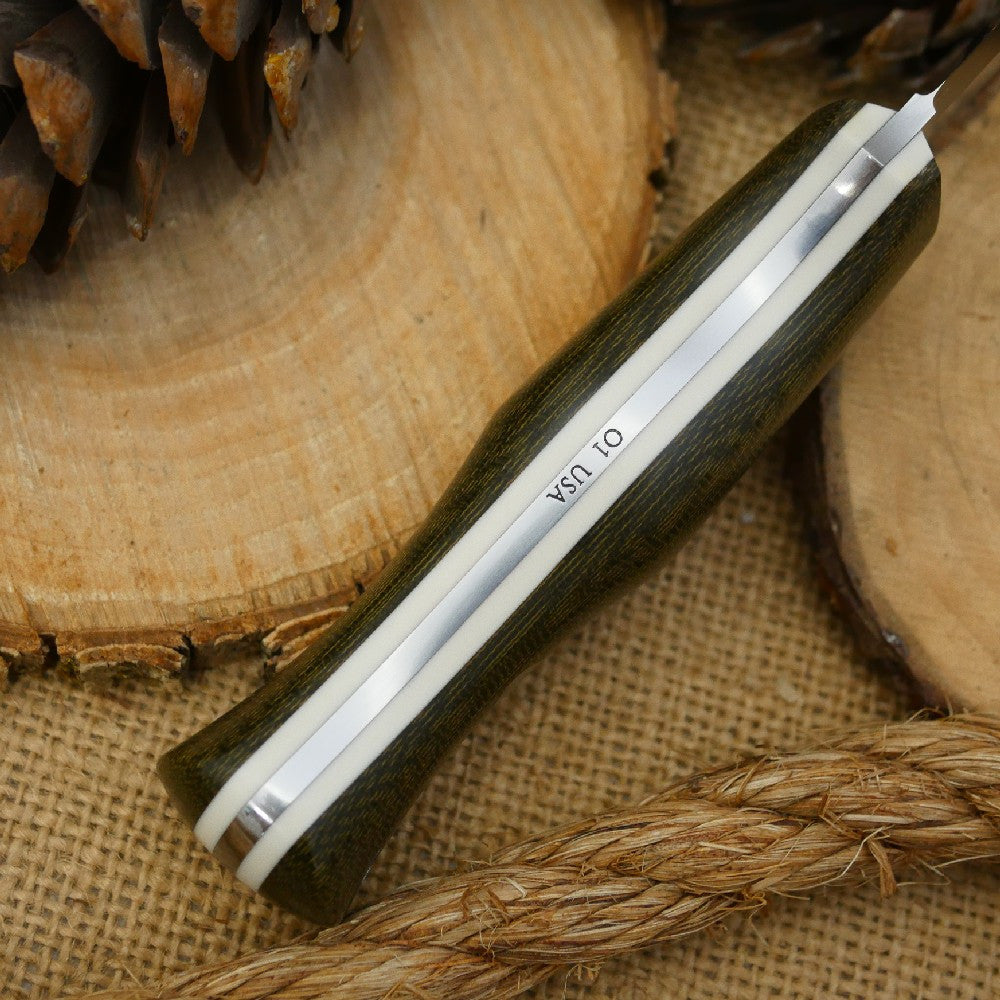 Mountaineer: Green Canvas Micarta & White Linen
