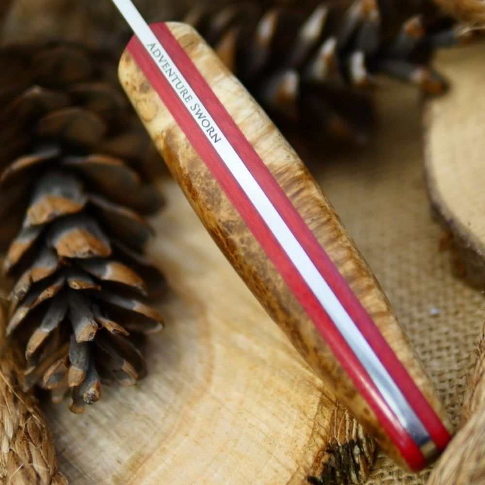 Woodsman: Black Ash Burl & Red Linen - Adventure Sworn Bushcraft Co.