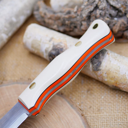 Explorer: Ivory Paper Micarta , Orange & Black Liners