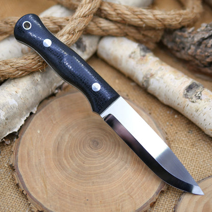 Explorer: Black Burlap Micarta, White & Grey Liners