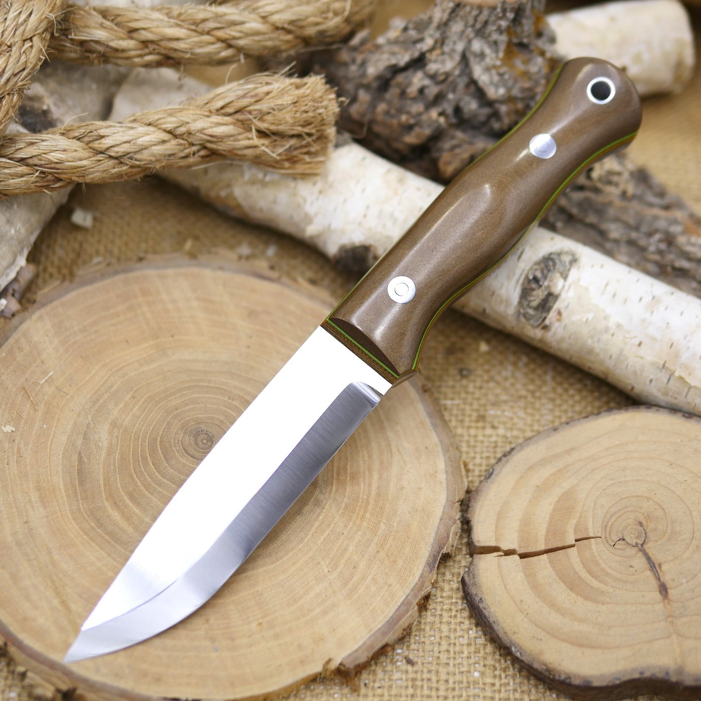 [In Stock] Explorer: Brown Richlite, Brown Canvas & Toxic Green G10