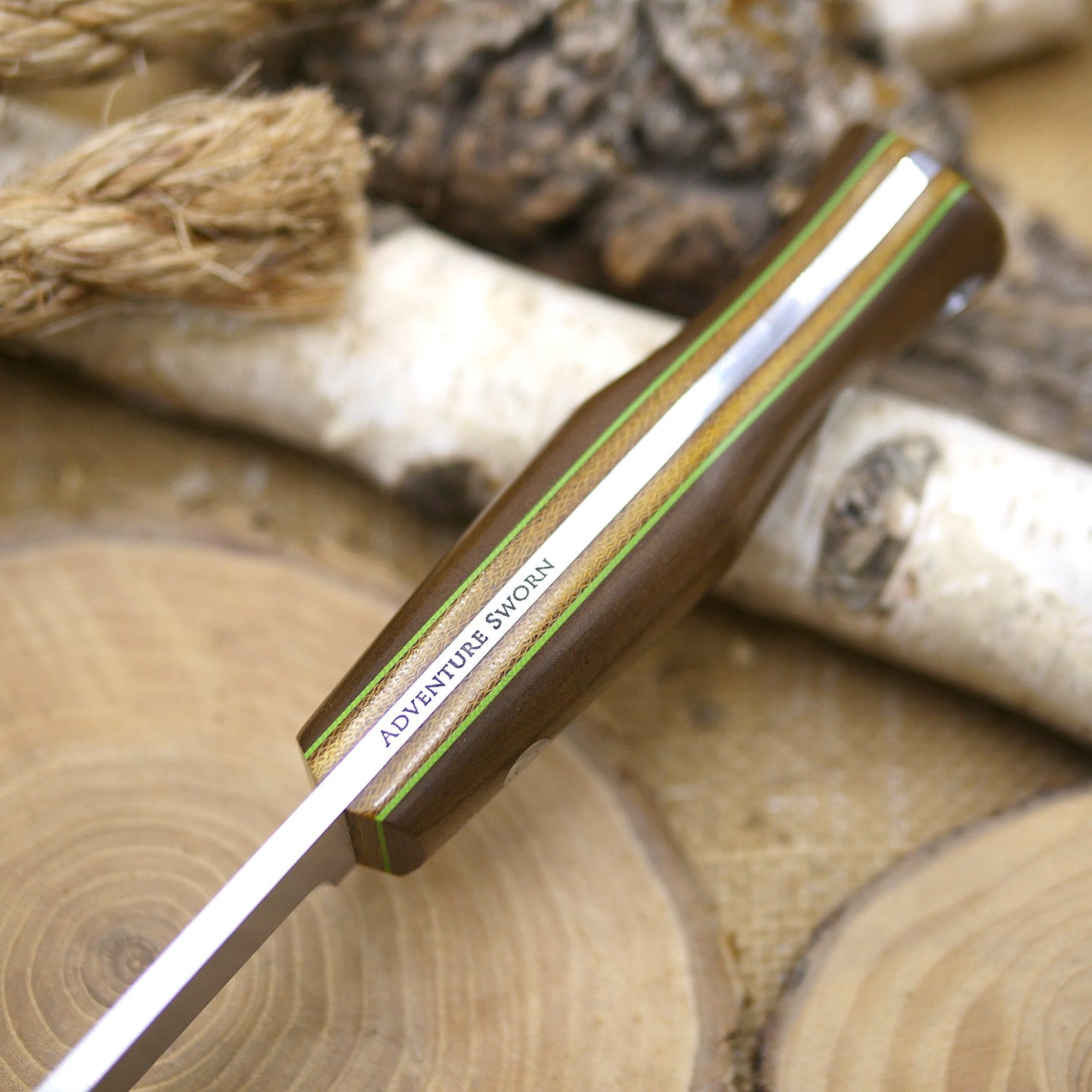 [In Stock] Explorer: Brown Richlite, Brown Canvas & Toxic Green G10