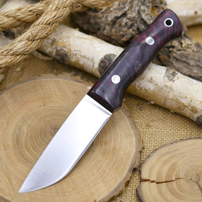 Huntsman: Burgundy Maple Burl, Burgundy Canvas Micarta Liners