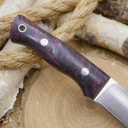 Huntsman: Burgundy Maple Burl, Burgundy Canvas Micarta Liners