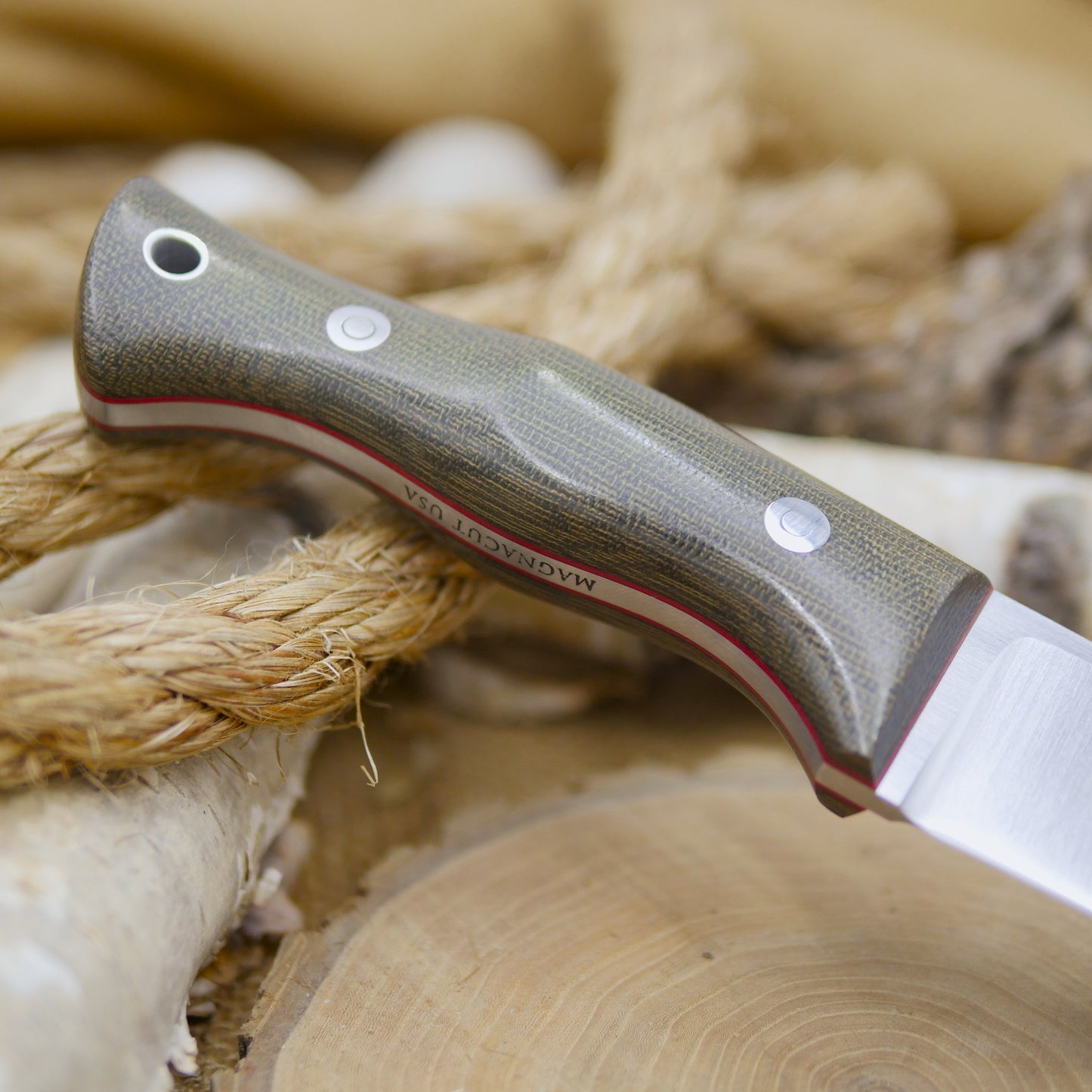 Tradesman: Green Canvas Micarta & Red Liners