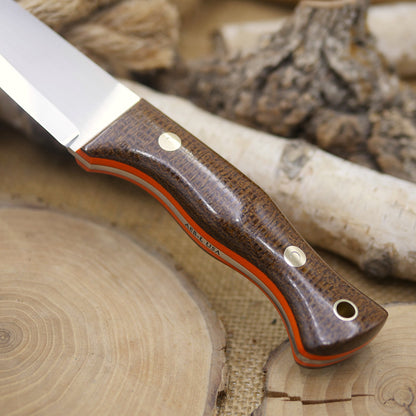 Tradesman: Dark Brown Burlap Micarta, Orange G10