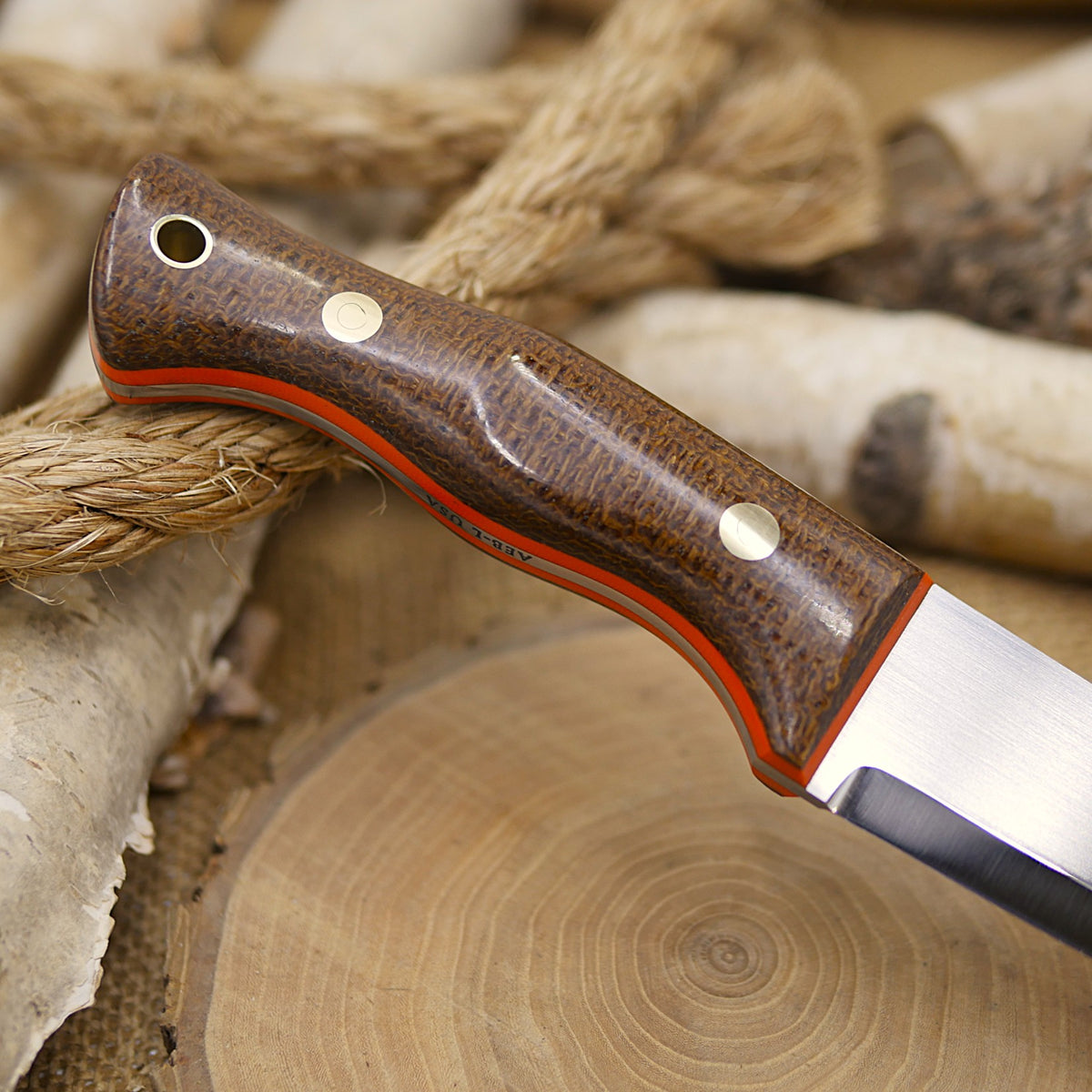 Tradesman: Dark Brown Burlap Micarta, Orange G10