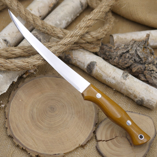 Fisherman: Natural Brown Canvas Micarta & Orange G10
