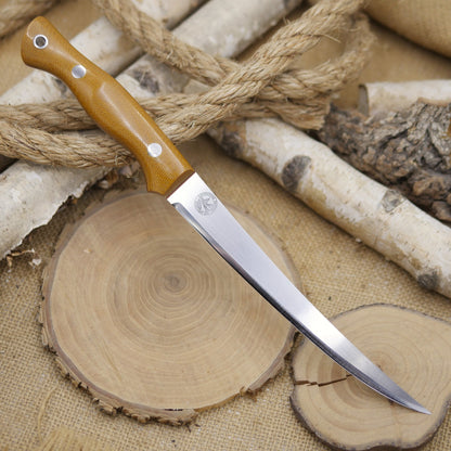 Fisherman: Natural Brown Canvas Micarta & Orange G10