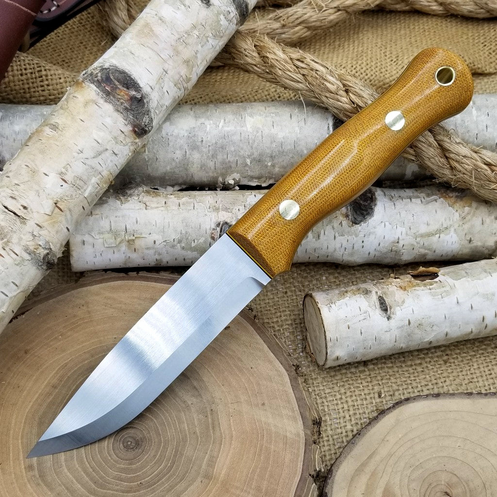 Explorer 3V: Brown Canvas Micarta & Yellow Liners