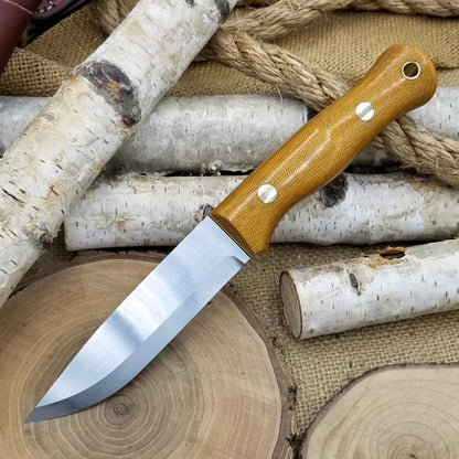 Explorer 3V: Brown Canvas Micarta & Yellow Liners