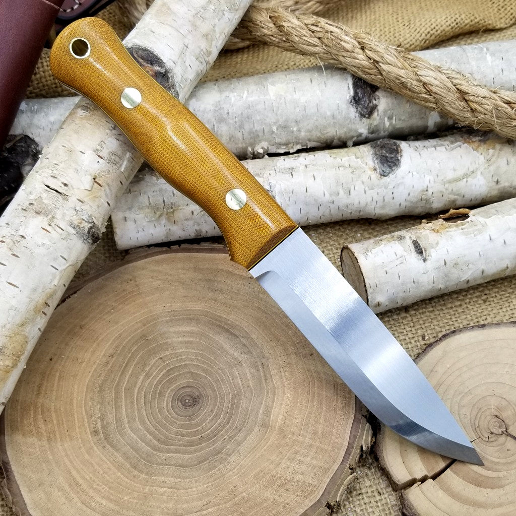 Explorer 3V: Brown Canvas Micarta & Yellow Liners