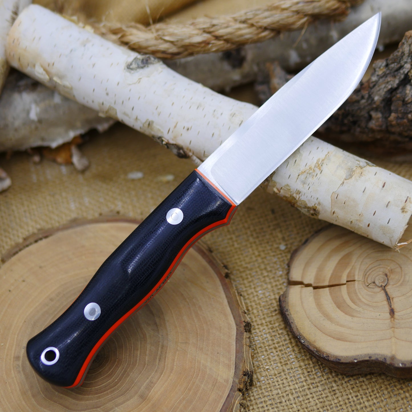 Explorer: 3V, Black Canvas Micarta & Orange G10