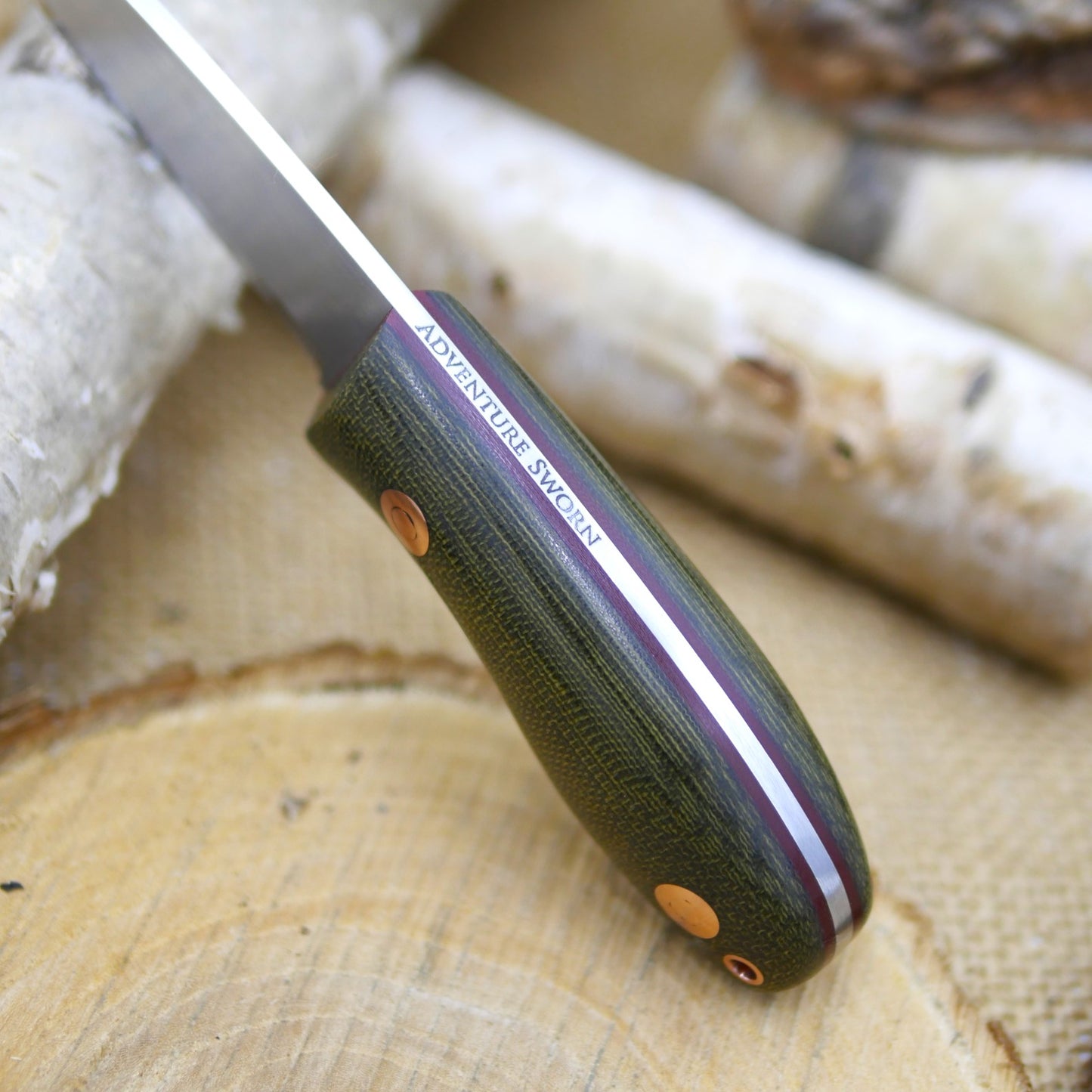 Walker: Green Canvas Micarta, Red Liners, Copper