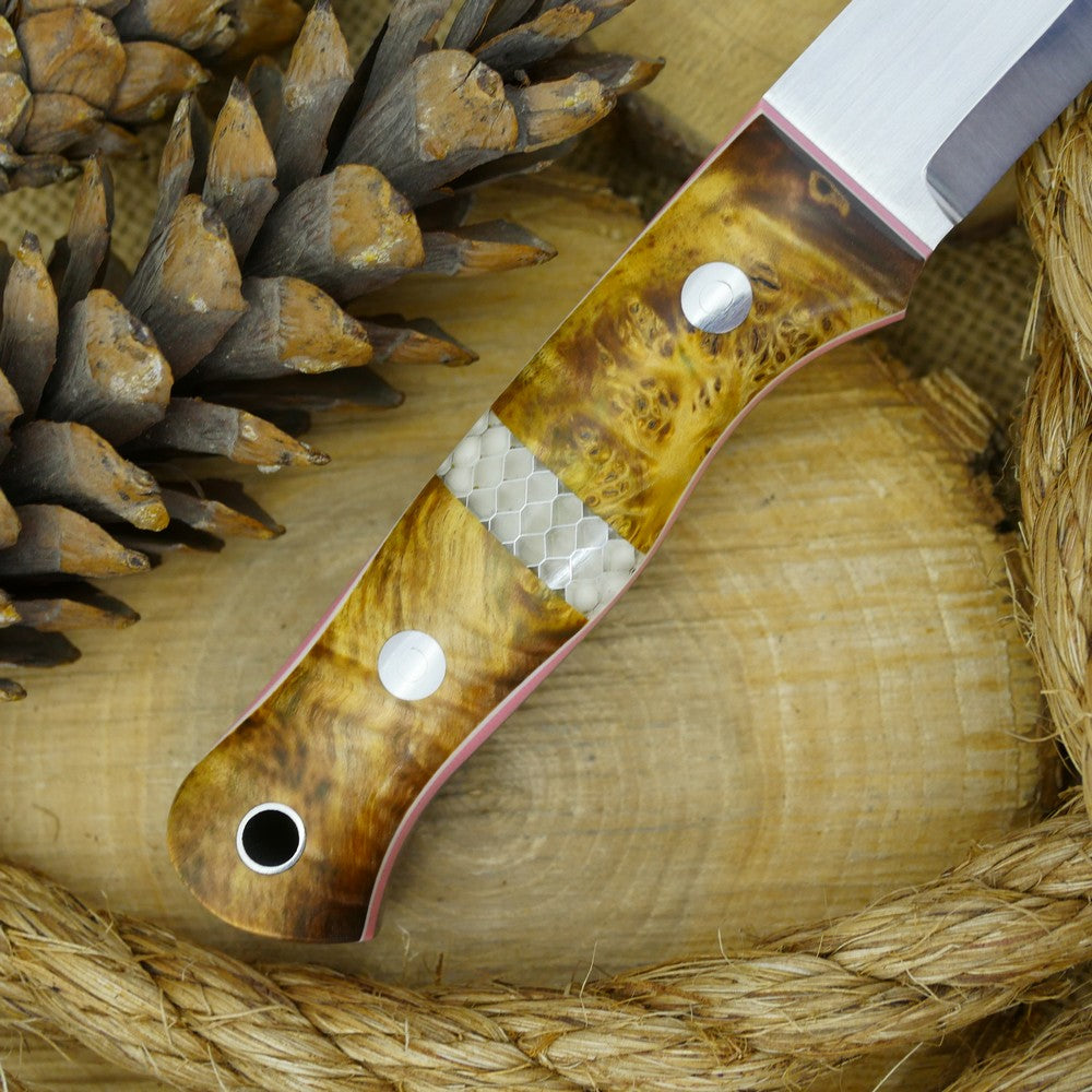 Classic: Maple Burl, Pink G10 & Clear C-tek - Adventure Sworn Bushcraft Co.