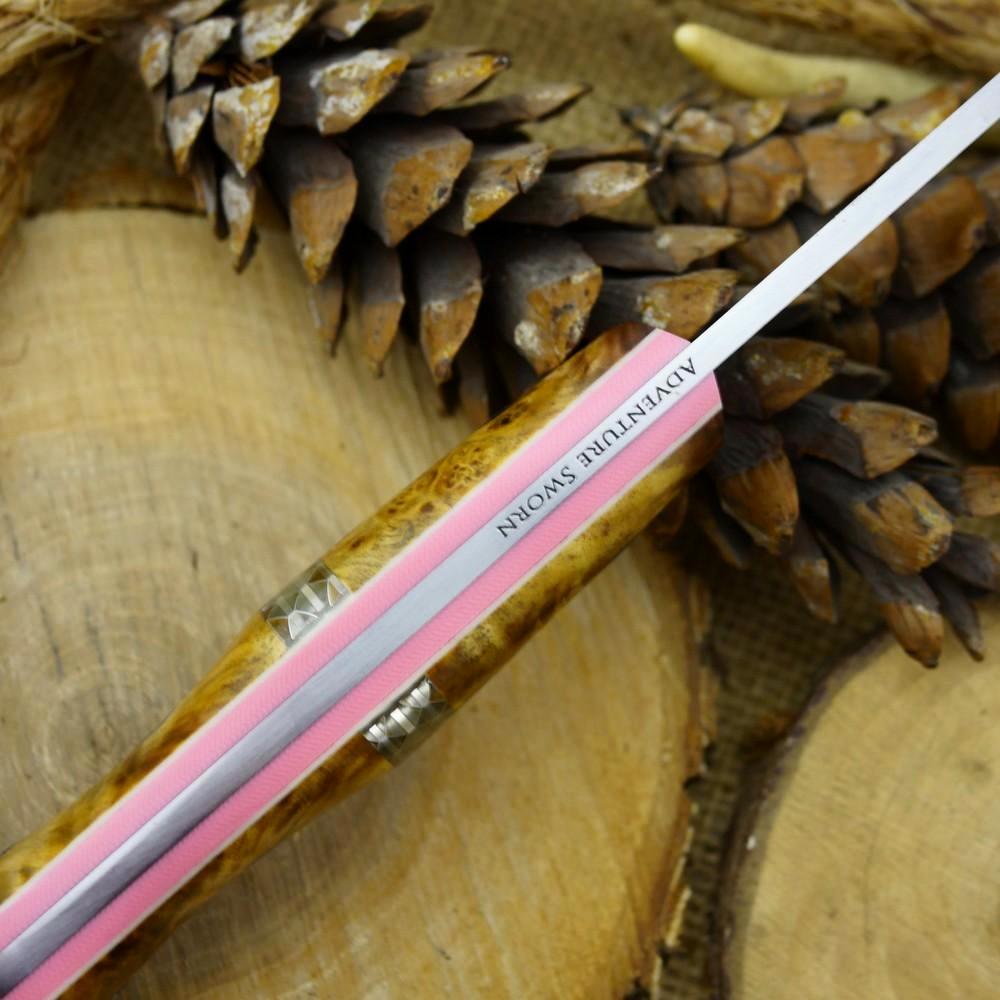 Classic: Maple Burl, Pink G10 & Clear C-tek - Adventure Sworn Bushcraft Co.