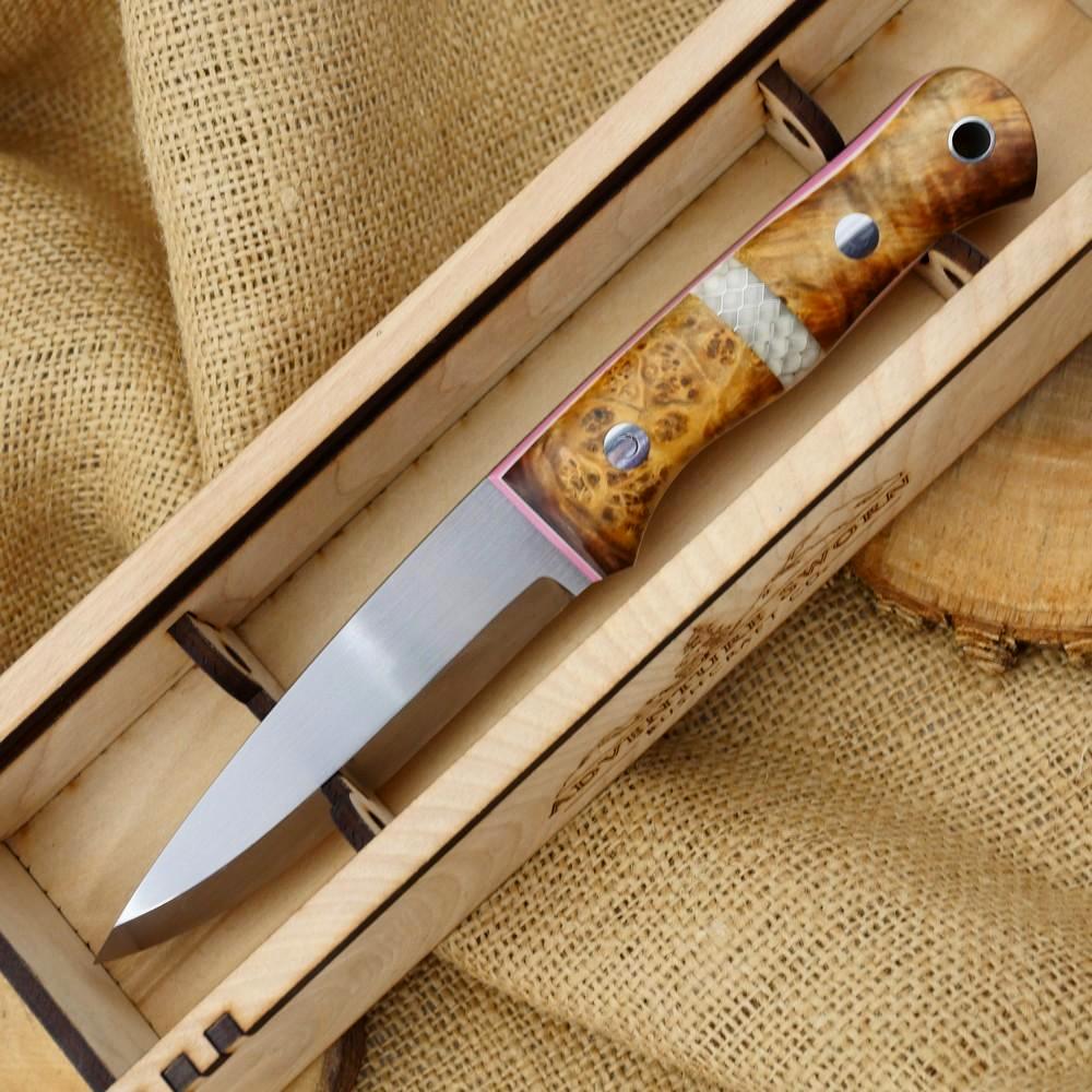 Classic: Maple Burl, Pink G10 & Clear C-tek - Adventure Sworn Bushcraft Co.