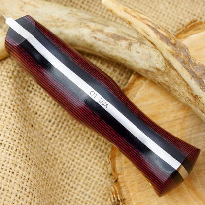 Classic: Red & Black Linen Micarta - Adventure Sworn Bushcraft Co.