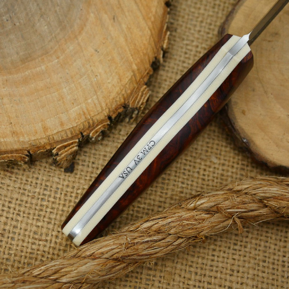 Hiker: CPM 3V Ironwood Burl & Ivory G10 - Adventure Sworn Bushcraft Co.