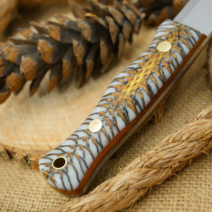 Mountaineer: White Cast Pine Cone & Brown Canvas