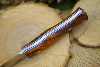 Mountaineer: Ironwood Burl, white & blue liners