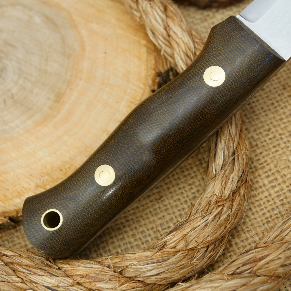 2ND: Classic: Green Canvas Micarta & Stonewash Finish - Adventure Sworn Bushcraft Co.