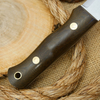 2ND: Classic: Green Canvas Micarta & Stonewash Finish - Adventure Sworn Bushcraft Co.