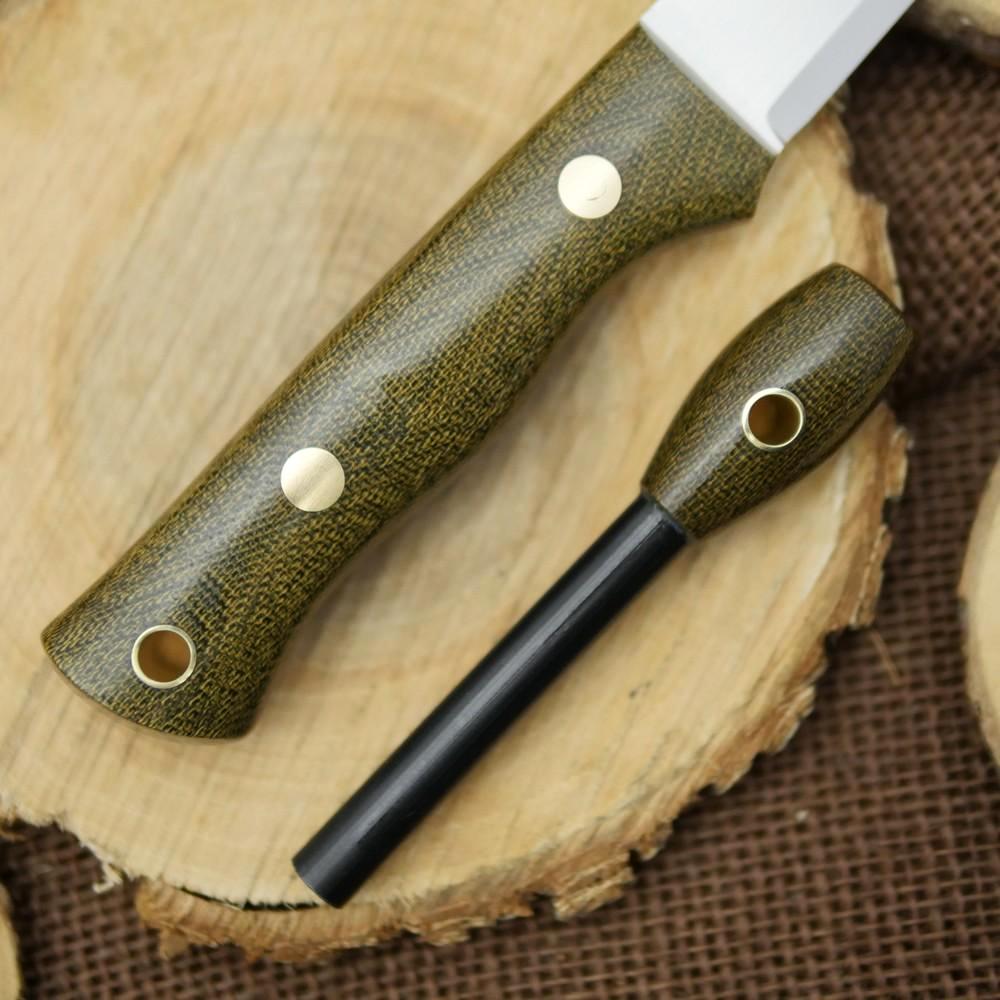In Stock Voyageur: Green & Natural Brown Canvas & Matching Firesteel - Adventure Sworn Bushcraft Co.