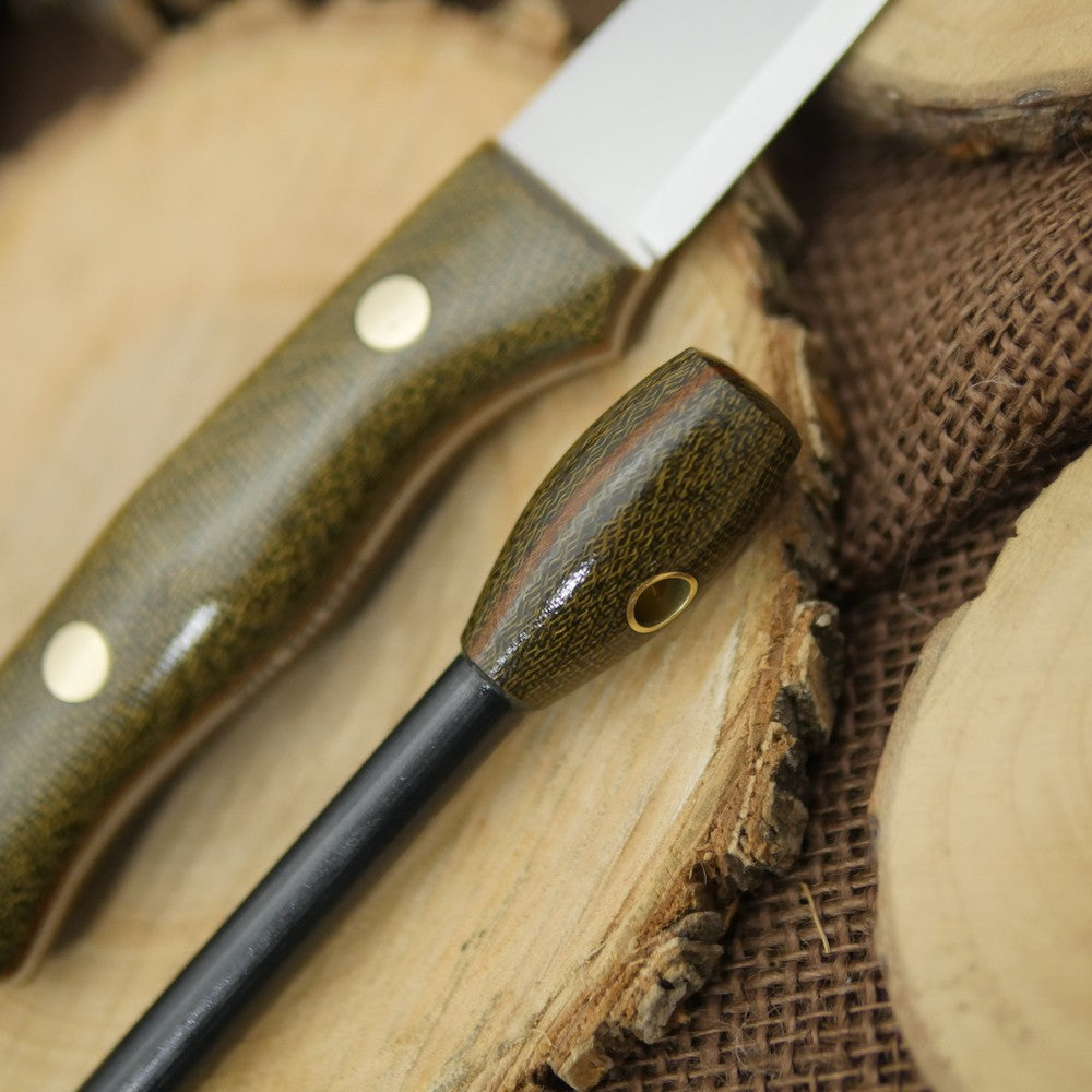 In Stock Voyageur: Green & Natural Brown Canvas & Matching Firesteel - Adventure Sworn Bushcraft Co.