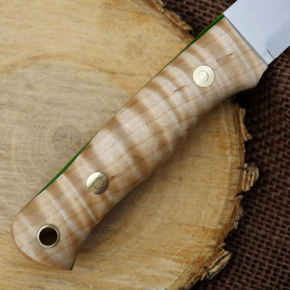 Available Now Classic: Curly Maple, Green & Yellow - Adventure Sworn Bushcraft Co.