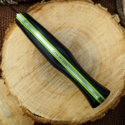 CPM 3V Explorer: Black Richlite & Toxic Green G10 - Adventure Sworn Bushcraft Co.
