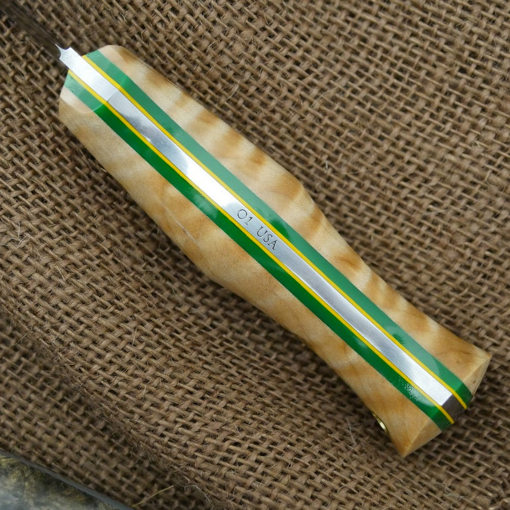 Available Now Classic: Curly Maple, Green & Yellow - Adventure Sworn Bushcraft Co.