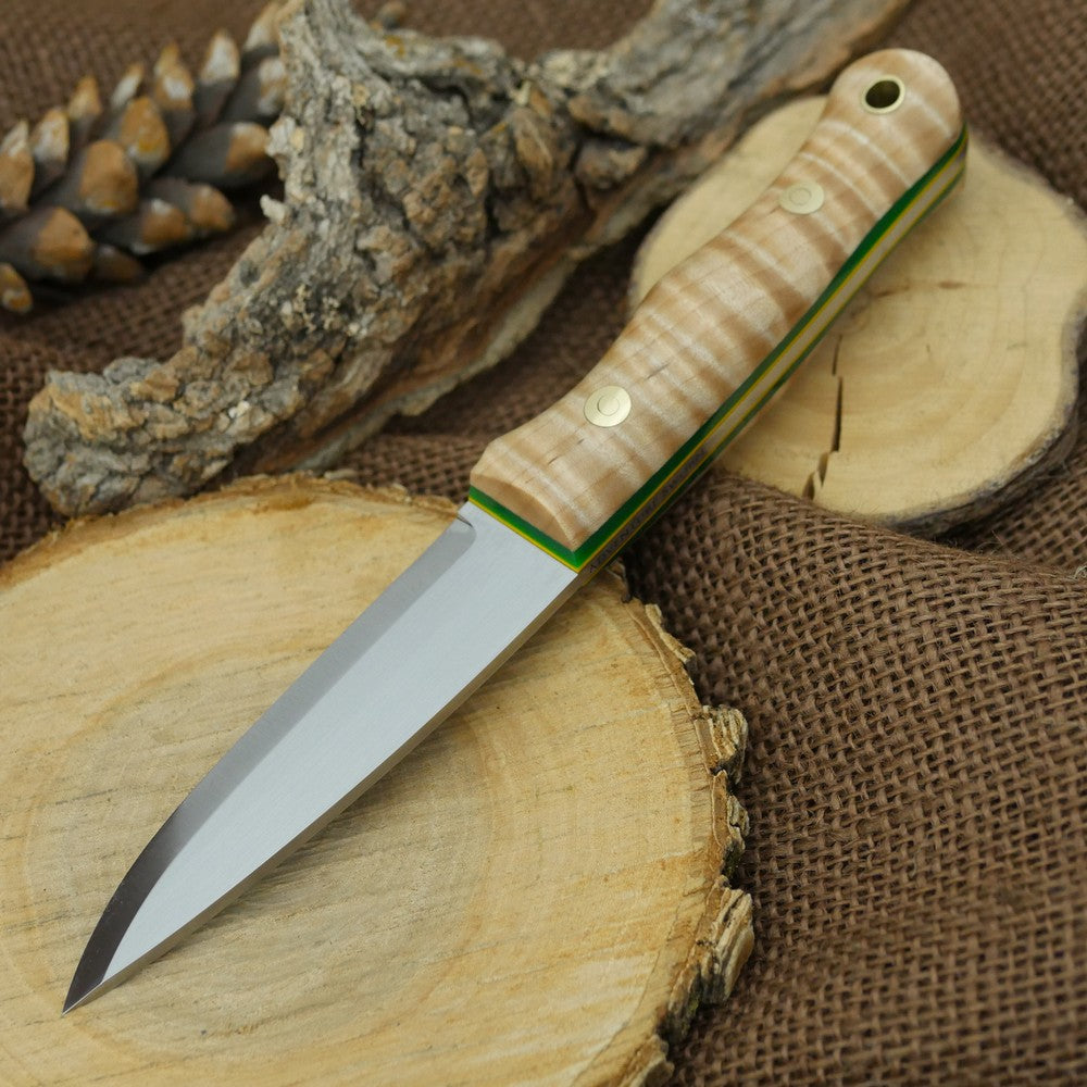 Available Now Classic: Curly Maple, Green & Yellow - Adventure Sworn Bushcraft Co.