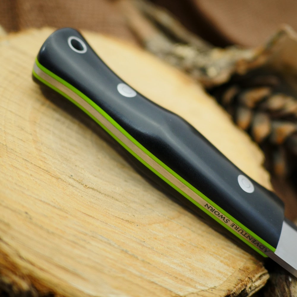 CPM 3V Explorer: Black Richlite & Toxic Green G10 - Adventure Sworn Bushcraft Co.