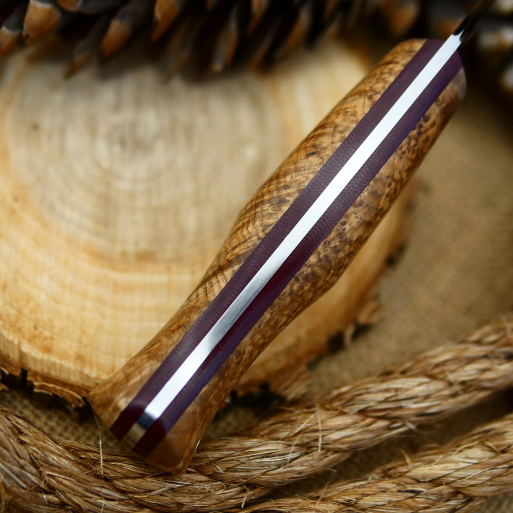 Woodcrafter: Black Ash Burl & Maroon Linen
