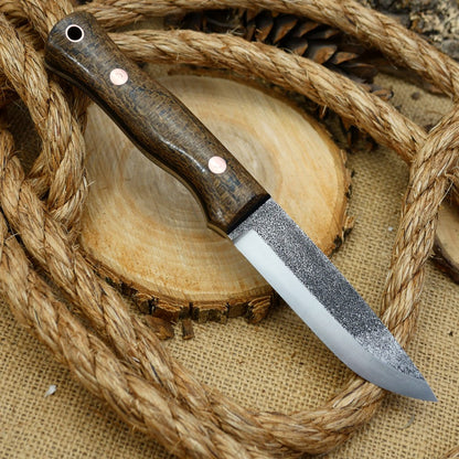 Explorer: CPM 3V - Coffee Bag Burlap & Black Canvas Micarta - Adventure Sworn Bushcraft Co.