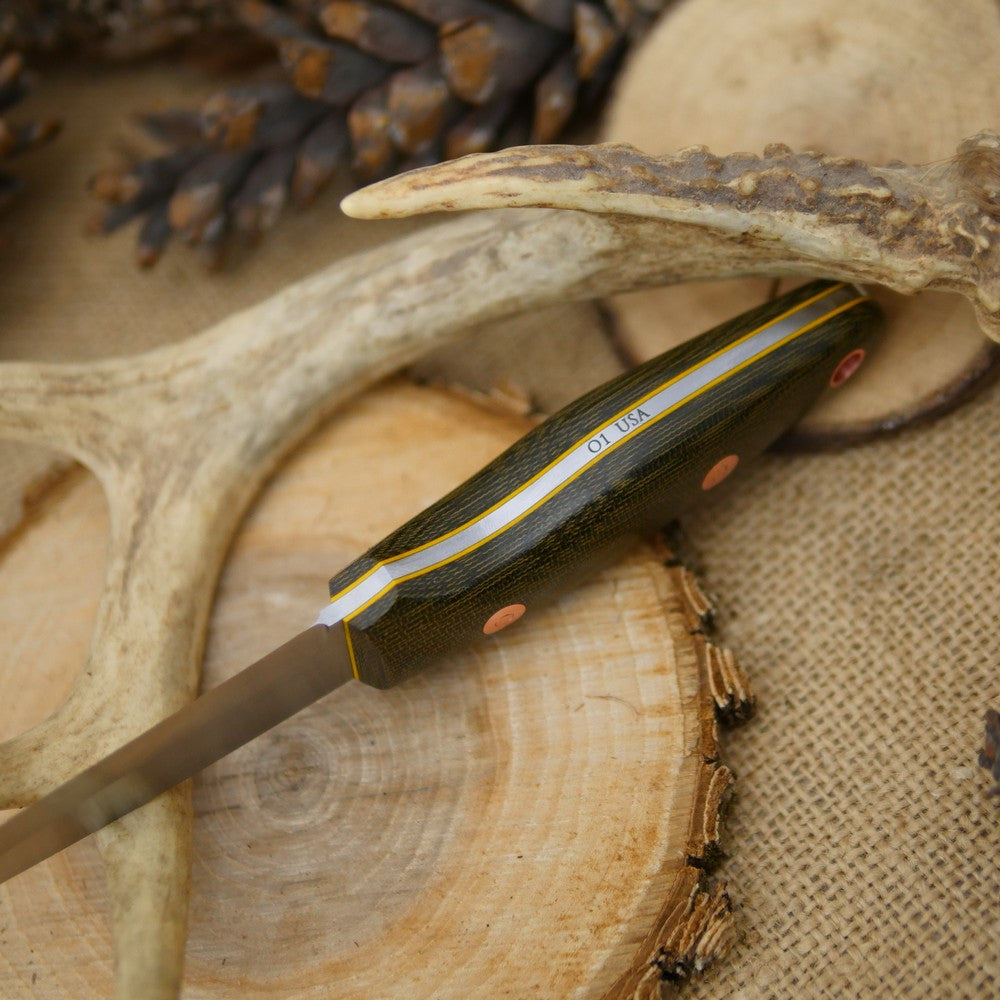 Wayfarer: Green Canvas Micarta & Yellow Liners