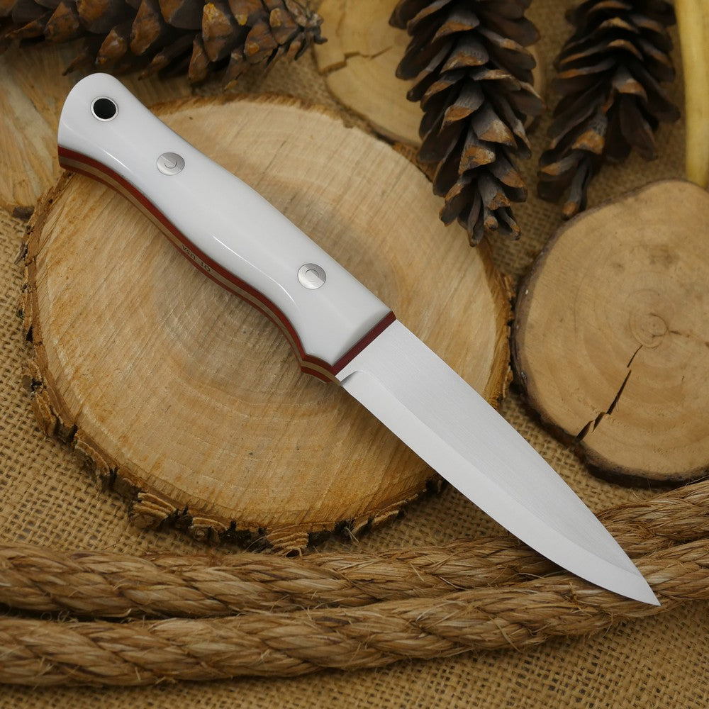Classic: White Corian, Red Linen & Gray Liners - Adventure Sworn Bushcraft Co.