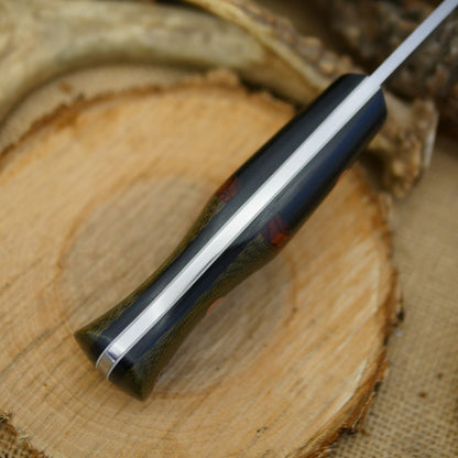 Mountaineer: Green Canvas Micarta, Black Canvas Bolster & Ironwood Burl
