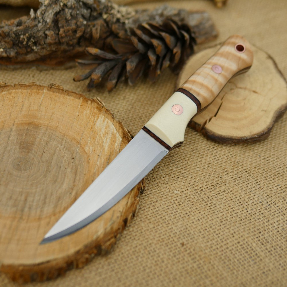 Voyageur: Curly Maple, Ivory G10 & Leather