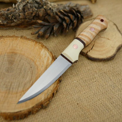 Voyageur: Curly Maple, Ivory G10 & Leather