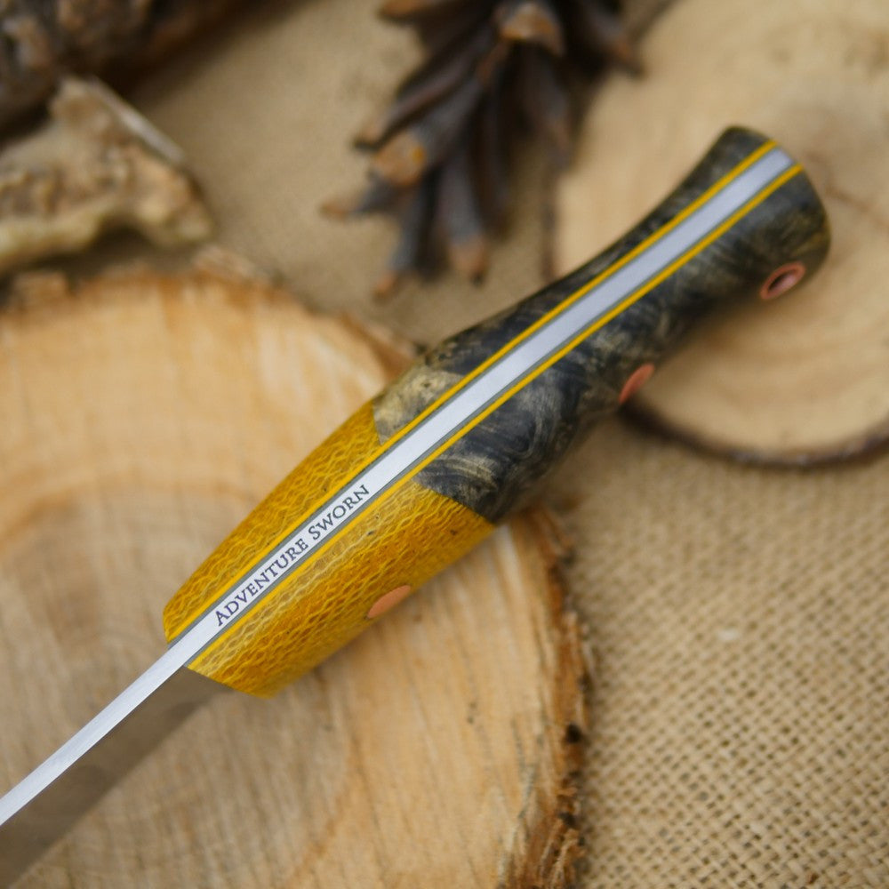 Guide: Ohio Buckeye Burl & Yellow Burlap Micarta - Adventure Sworn Bushcraft Co.