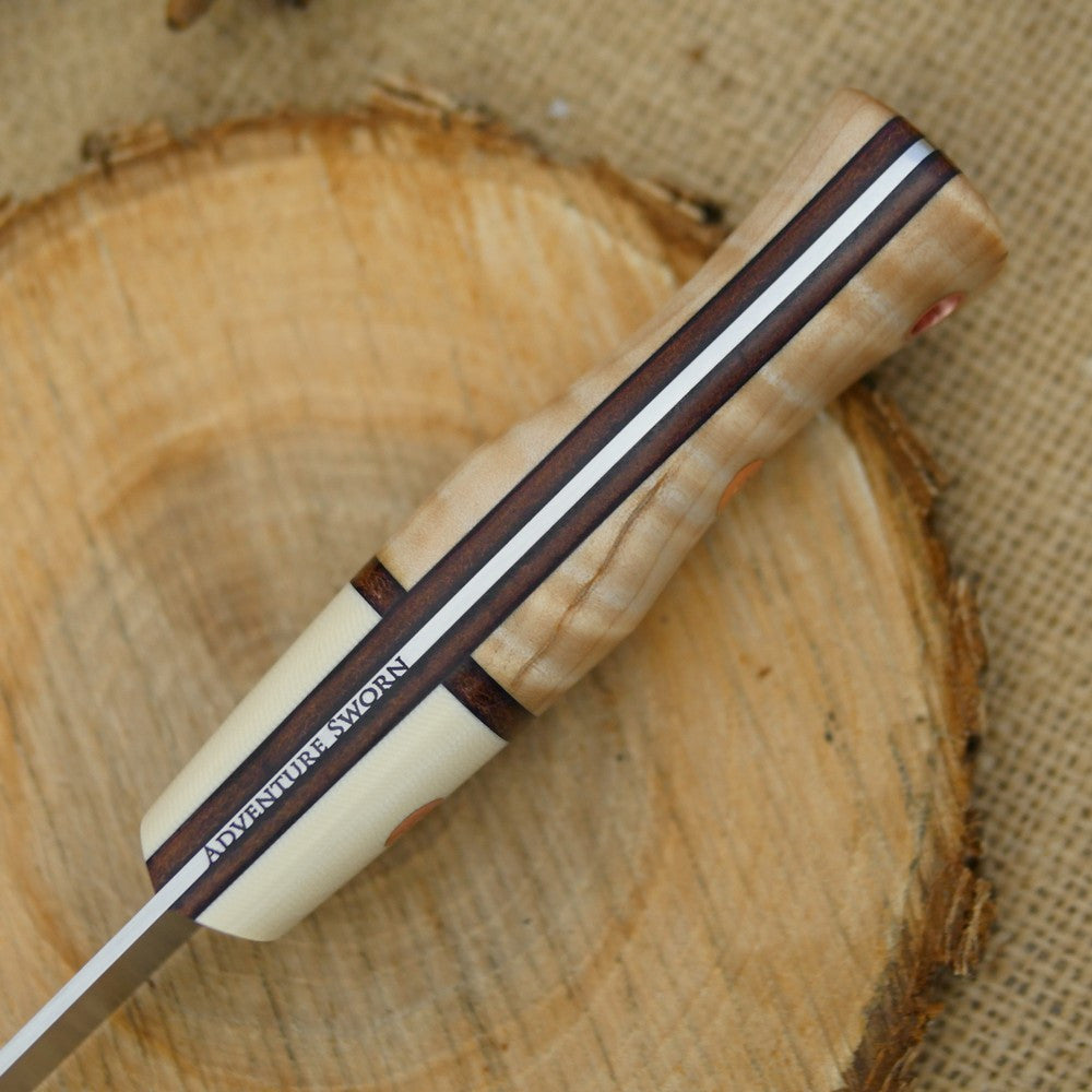 Voyageur: Curly Maple, Ivory G10 & Leather