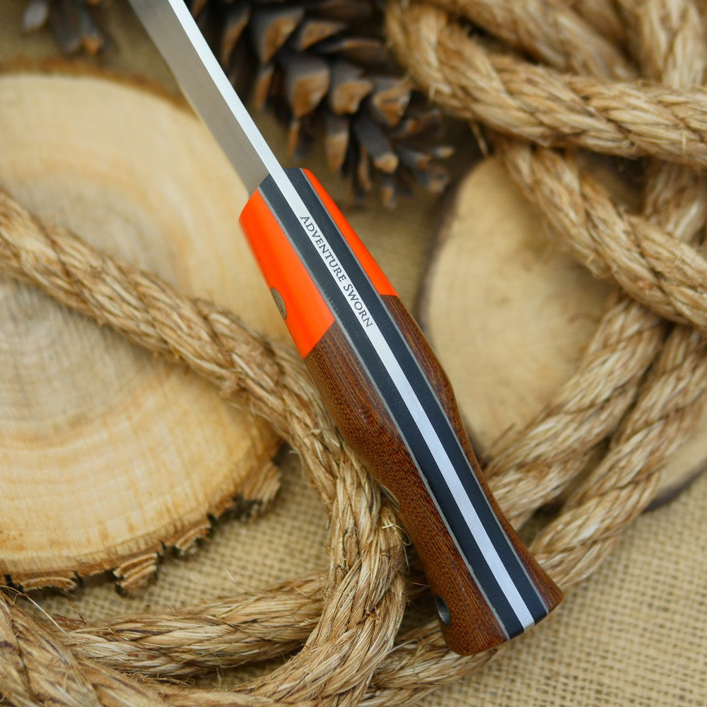 Guide: Natural Brown Canvas & Hunter Orange G10 Bolster - Adventure Sworn Bushcraft Co.