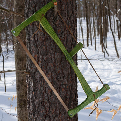 Custom Bucksaw: Spring Green Curly Maple - Adventure Sworn Bushcraft Co.
