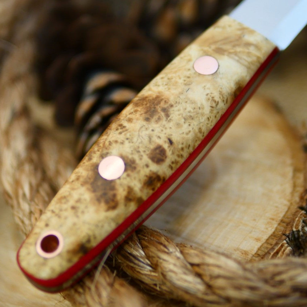 Woodsman: Black Ash Burl & Red Linen - Adventure Sworn Bushcraft Co.
